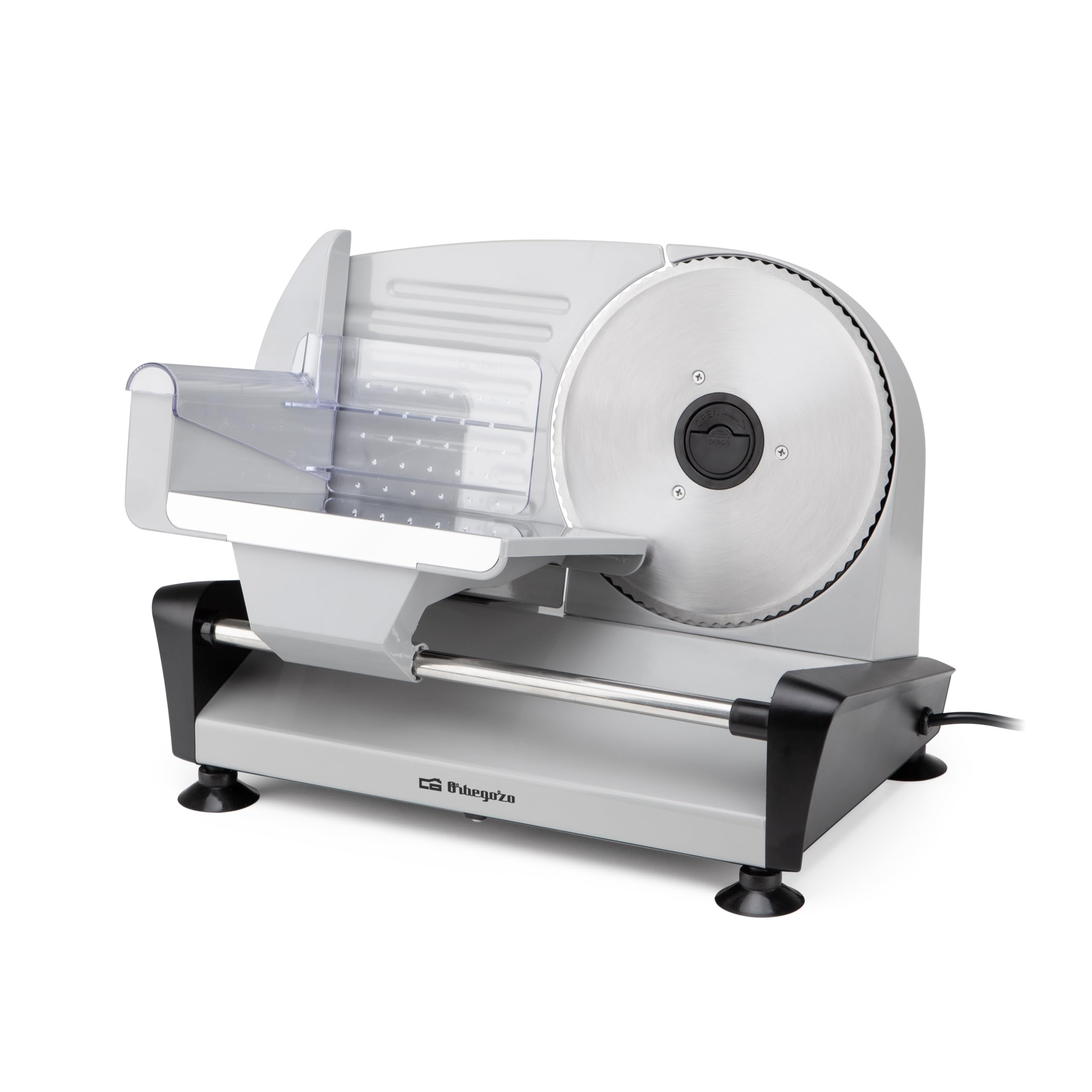 Orbegozo MS 4580 Cortafiambres de Acero Inoxidable, 150 W, 40 x 25 x 23 cm, Ajuste de Grosor 0-15 mm, Cuchilla de 190 mm