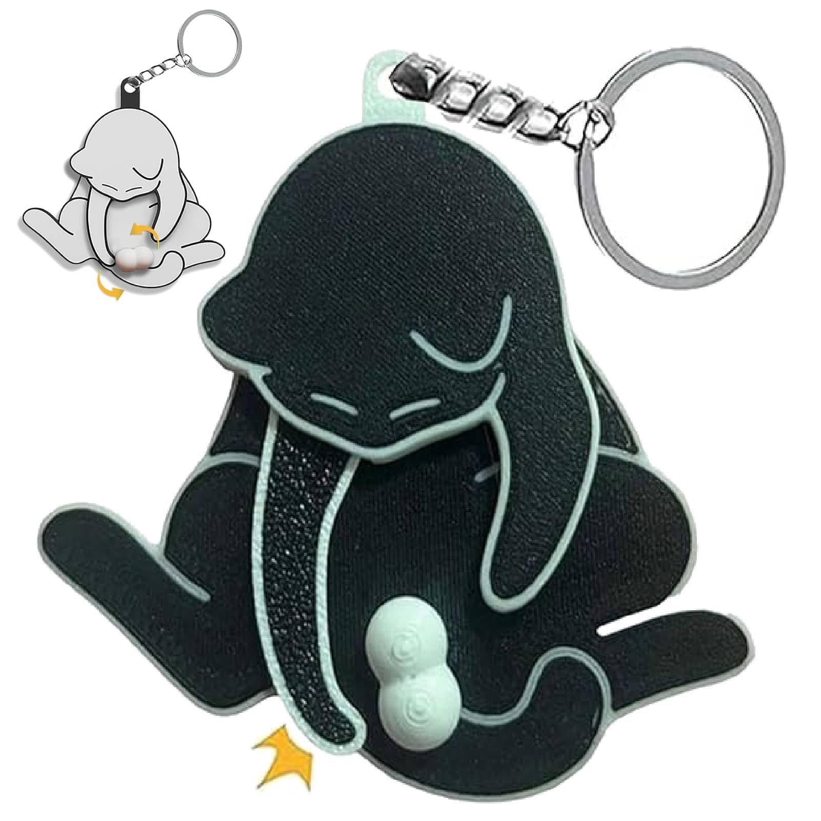 Yuhaidzsw Unisex Black Mischief Cat Interactive Keychain, Cat Play With Its Spinning Balls Funny Pendant Bag Charm (Black)