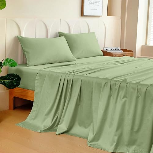 Miniatura 2 de MCO Juego de sábanas de 100 % algodón de 300 hilos, bolsillo profundo de 16 pulgadas, sábanas refrescantes transpirables de 4 piezas (tamaño King,