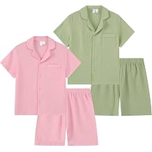 Girls 2 Pack 100% Cotton Short Sleeve Pajama Set Summer Pjs 4T-12Y