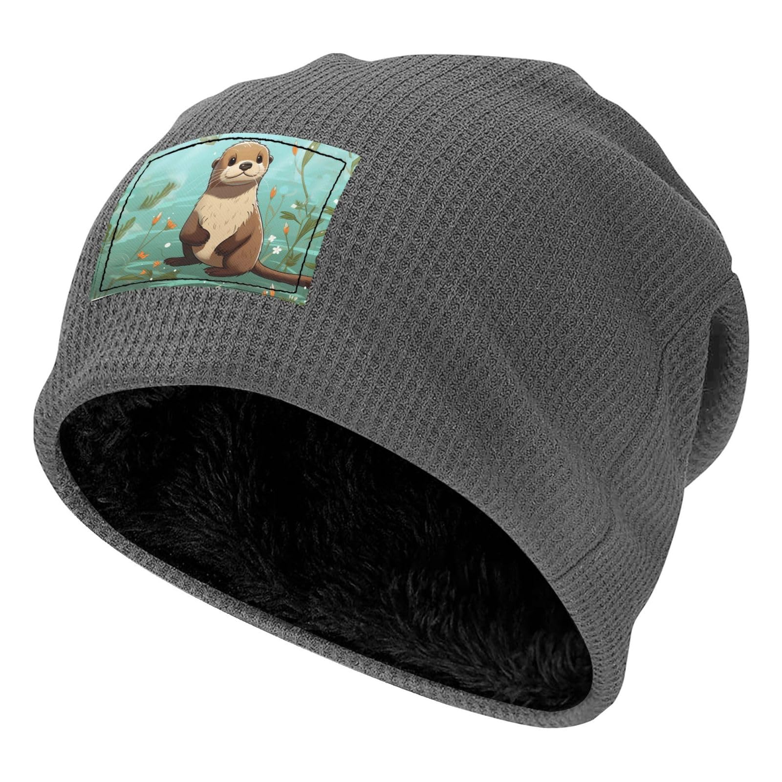 Beanie for Men Women Warm Knitted Winter Hats Slouchy Beanies Cartoon Cute Otter Ski Hats Cuffed Skull Cap