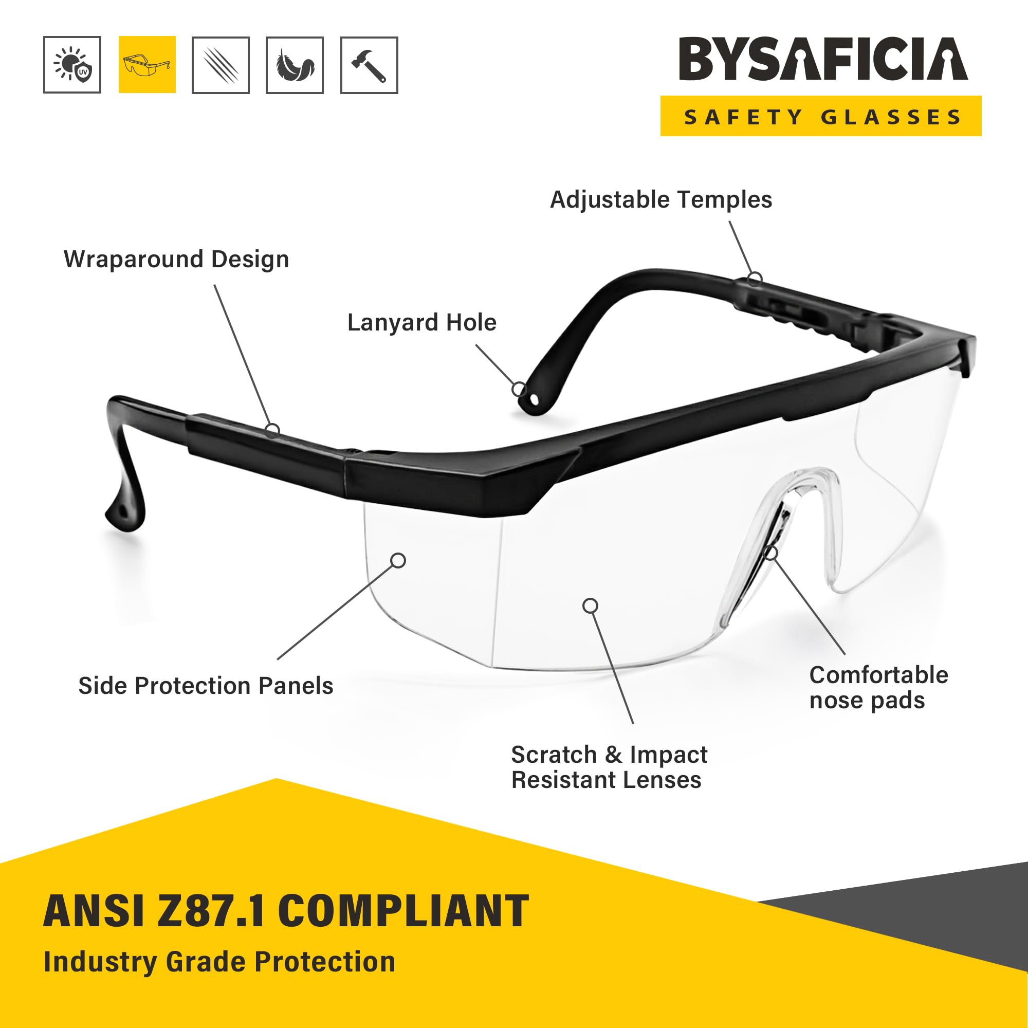 Paquete de 12 lentes de seguridad a granel antivaho, lentes de seguridad ajustables, protección UV, lente de policarbonato resistente a los arañazos, gafas protectoras con ANSI Z87.1 para construcción