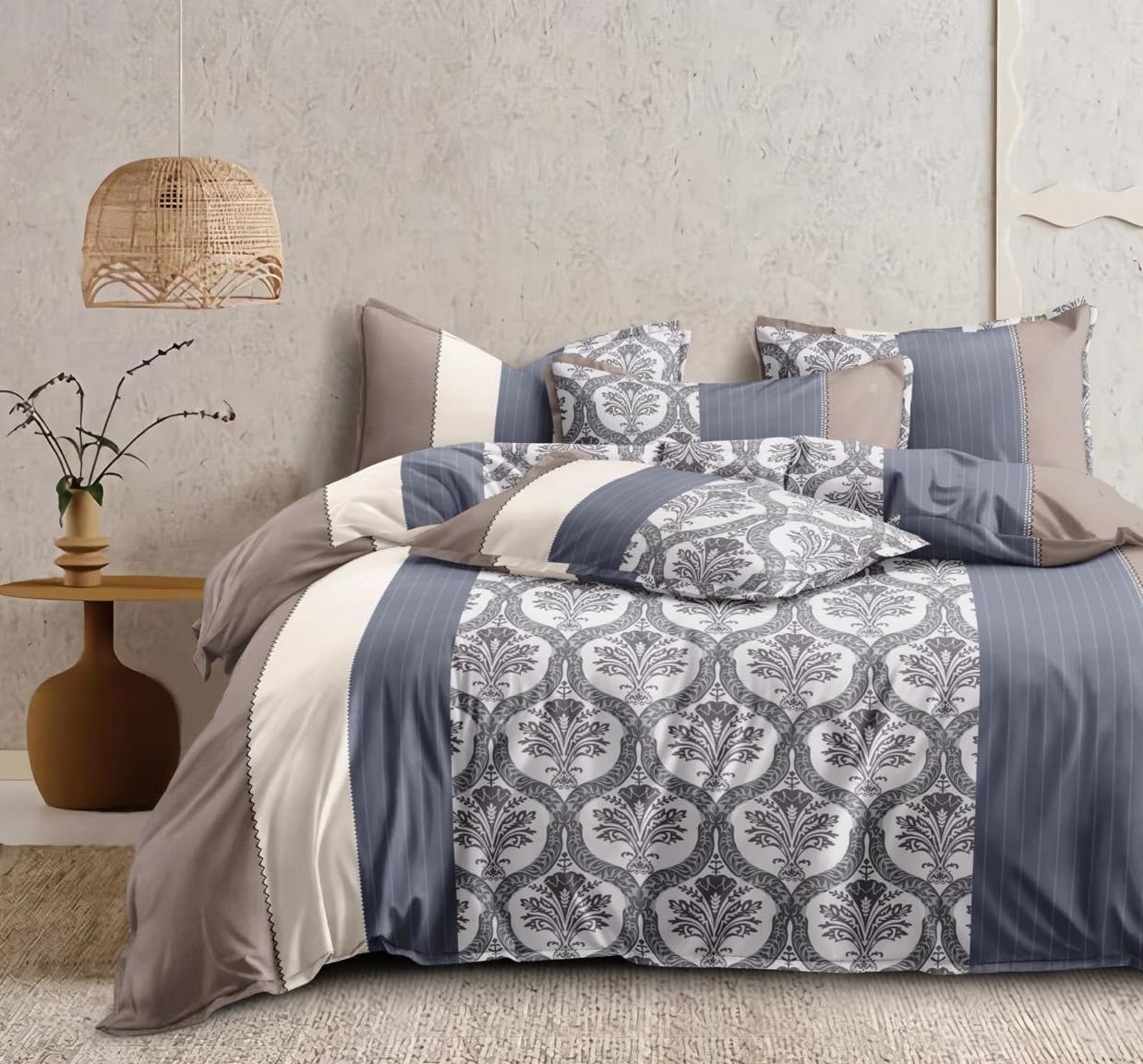 1 Reversible Comforter Super King Size 108 x 108 Both Side Same Print 1 Bedsheet King Size 108 * 108 inches and 2 Pillow Cover 4 Piec Bedding Set | AC Quilt | AC Dohar-Multi (Design-4)