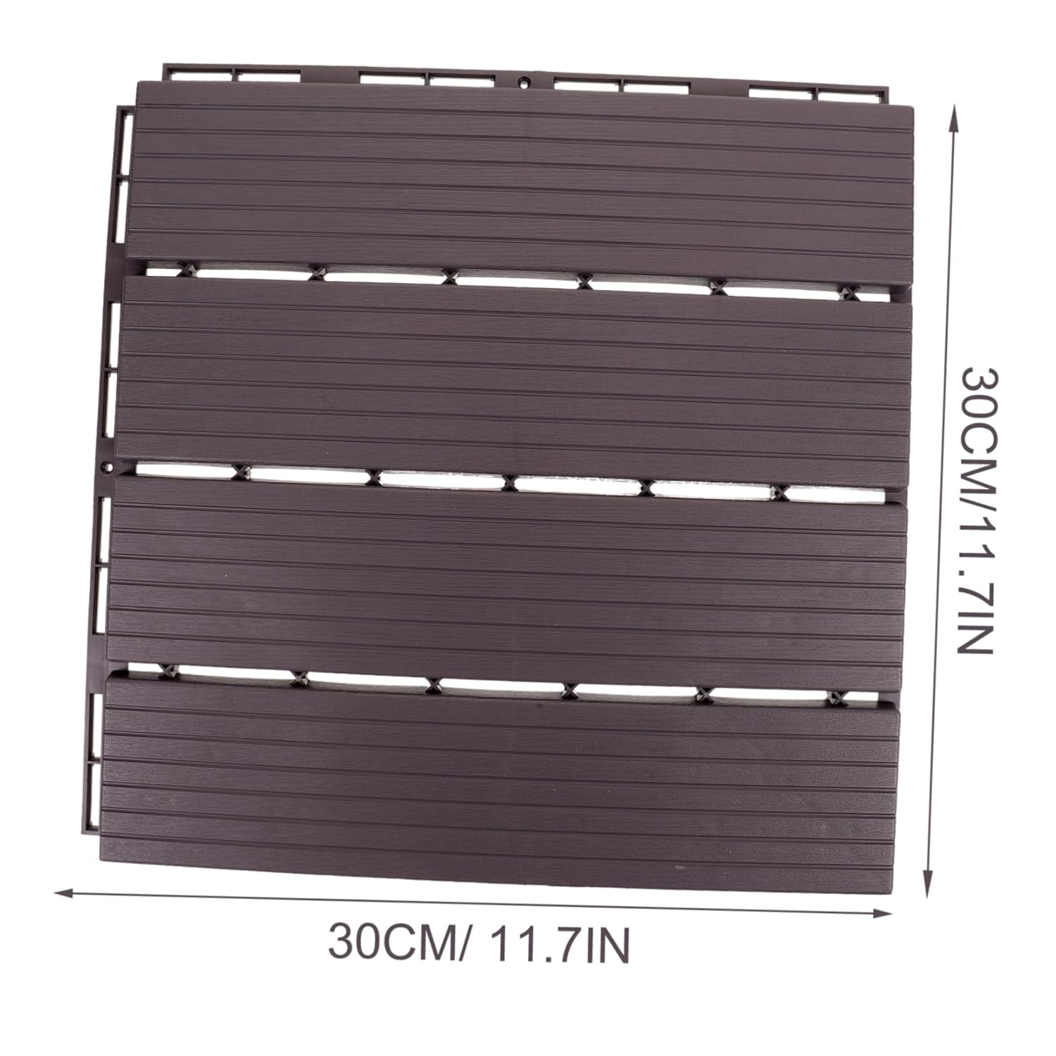 Vaguelly 4pcs Interlocking Deck Tiles Outdoor Plastic Flooring for Balcony and Patio Wood-Look Design Easy Installation