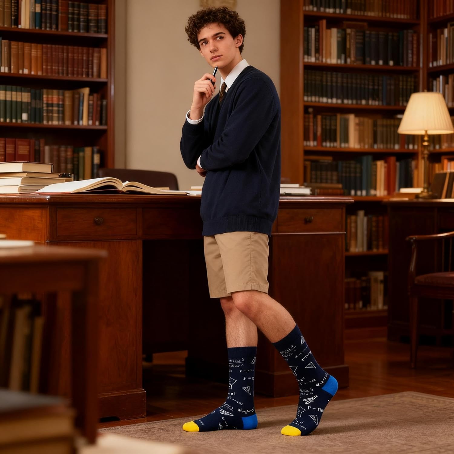 HAPPYPOP Math & Chemistry Socks for Men, 4 Pack, Funny Socks for Teachers, Scientists, Students, Teens Boys, Gift for Science Lovers, Breathable Cotton, Crew Length - Image 2