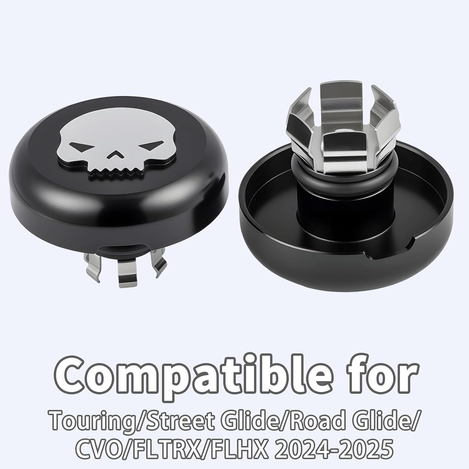 2023.5-2026 Front Axle Nut Covers/Caps for Harley Touring Street Road Glide CVO FLHXSE, FLTRXSE, FLHX, FLTRX, FLTRXSTSE 2023.5-2024 2025 2026 (Black-Skull)