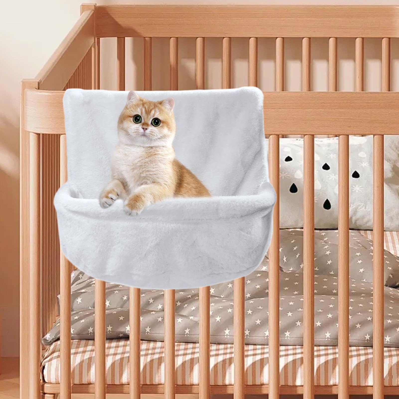 Alféizar de ventana para banco de gatos, hamaca para gatos, hamaca para | gatos con respaldo de silla, saco de con marco de cama de metal, resistente y segura, cálida y acogedora felpa