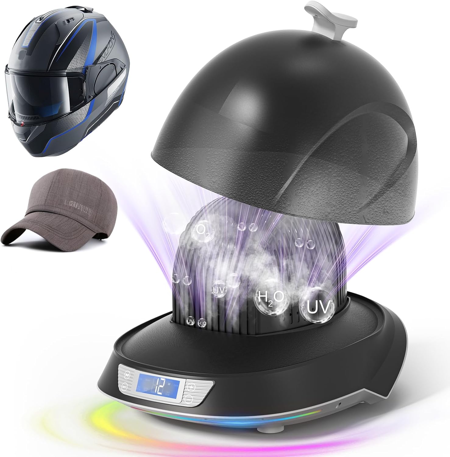 arien hat shaper, automatic cap cleaner, hat care machine steam cleaning & ironing and drying for bucket hat baseball cap, ozone deodorization for motorcycle helmets,black