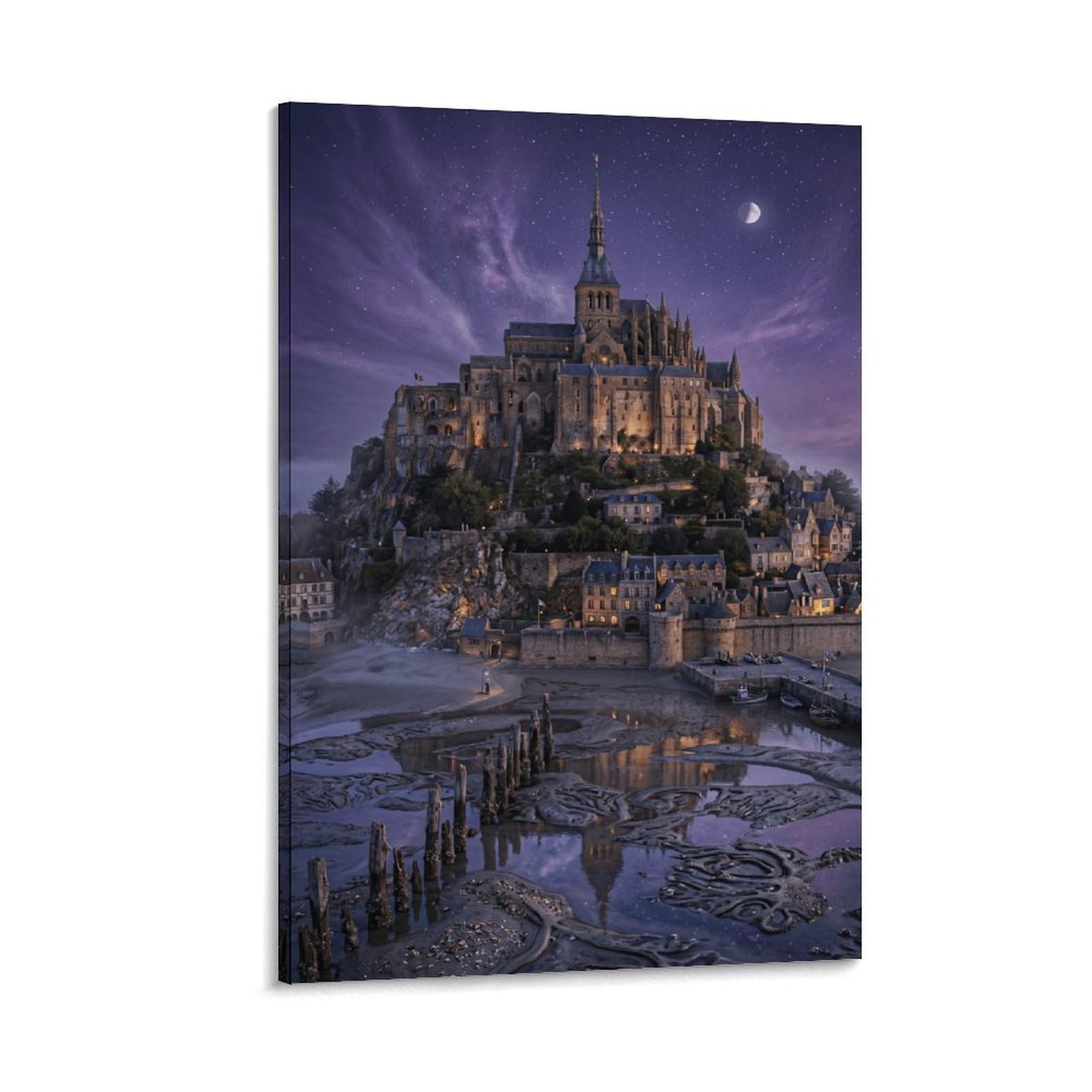 XPASHIQWC Mont Saint-Michel France Wall Decor Poster Giclee Canvas Prints Modern Wall Art Picture Wall Hanging for Home Decorations 08x12inch(20x30cm)