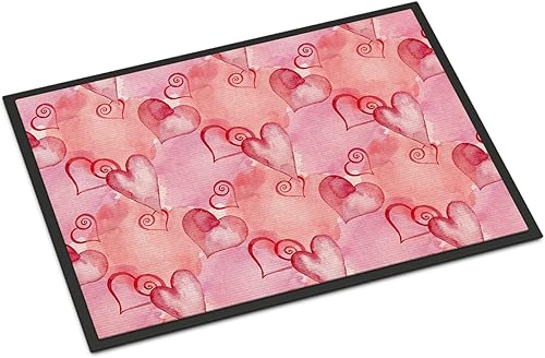 Caroline's Treasures BB7565JMAT - Felpudo de acuarela con corazones rojos de 24 x 36 pulgadas, para interiores y exteriores, para entrada,