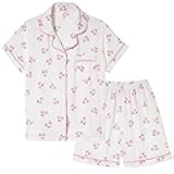 Big Girls Button Down Sleepwear Short Sleeve With Shorts 2PCS Pajama Sets Casual Lapel Loungewear Patterns Printed