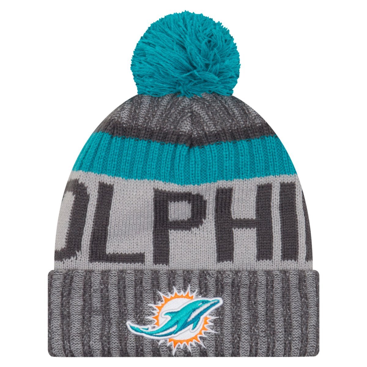 New Era Unisex Multicoloured Nfl Sideline 2017 Bobble Beanie - Miami Dolphins