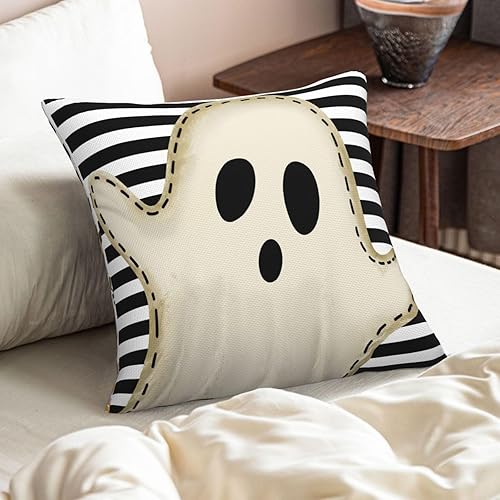 Miniatura 5 de Funda de almohada de Halloween de 18 x 18 pulgadas, fundas de almohada fantasma, decoraciones de Halloween al aire libre para decoración del hogar