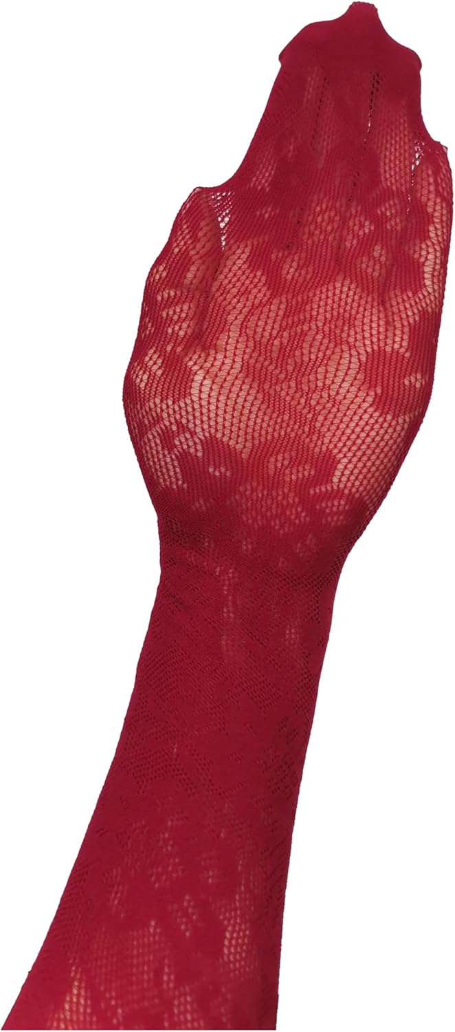 Lace Tights - Red Lace Stockings for Women, Leggings Floral Pantyhose - Image 2