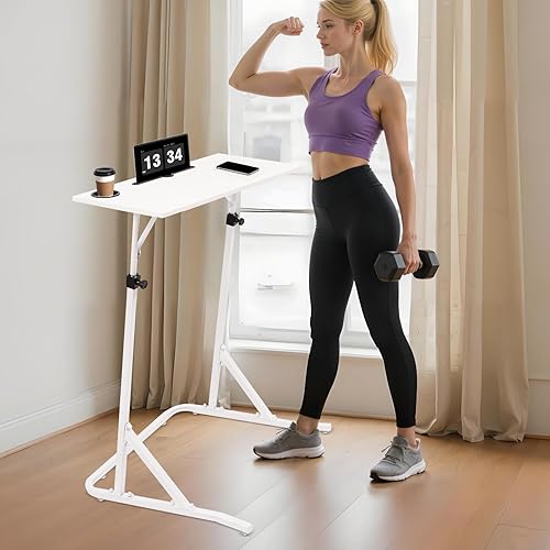 Miniatura 2 de Escritorio de entrenamiento de bicicleta de altura ajustable de 25.4 a 56.3 pulgadas, escritorio para ciclismobicicleta, mesa de pie con soporte