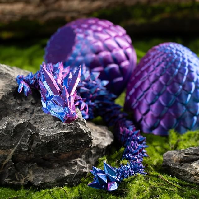 Foto 5 de 6 de NyxSeat Juego de Dragón Impreso en 3D con Huevo, Juguete de Cristal Totalmente Móvil