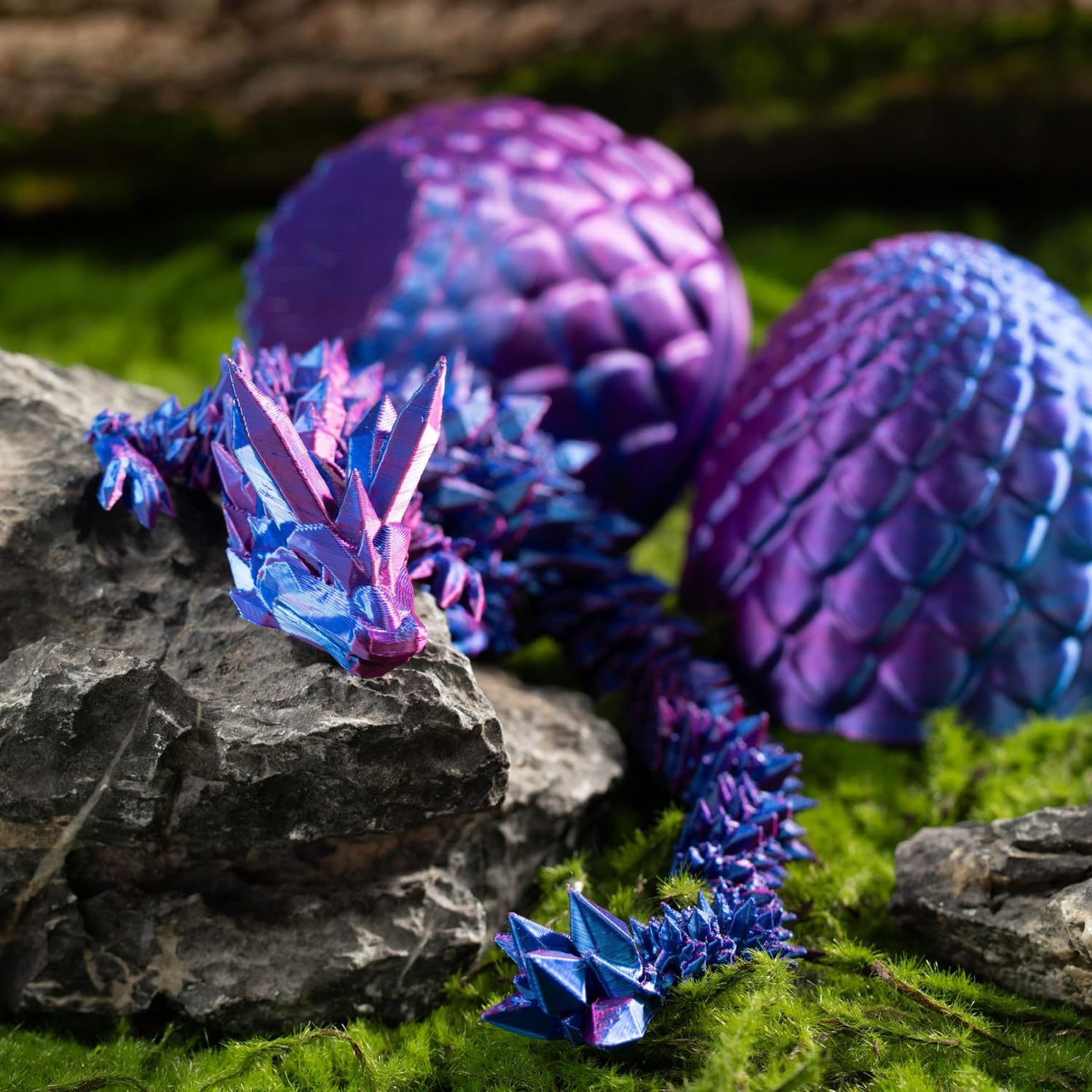 3D-gedruckter Beweglicher Drache Mit Ei – Kristall-Drachenspielzeug Aus PLA, 30 Cm Groß