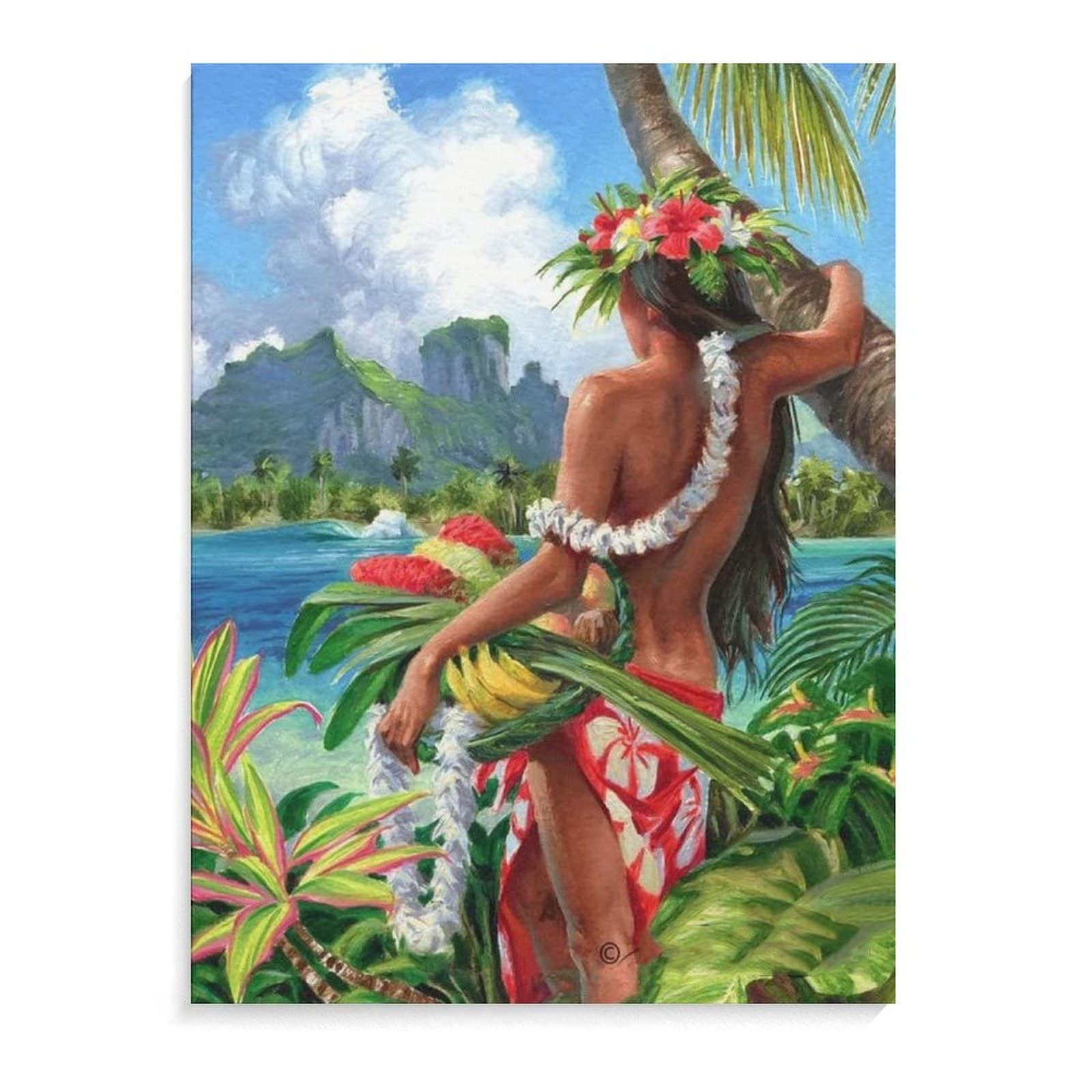 Room Aesthetics Poster Hula Girl Poster Tropical Beach Wall Art