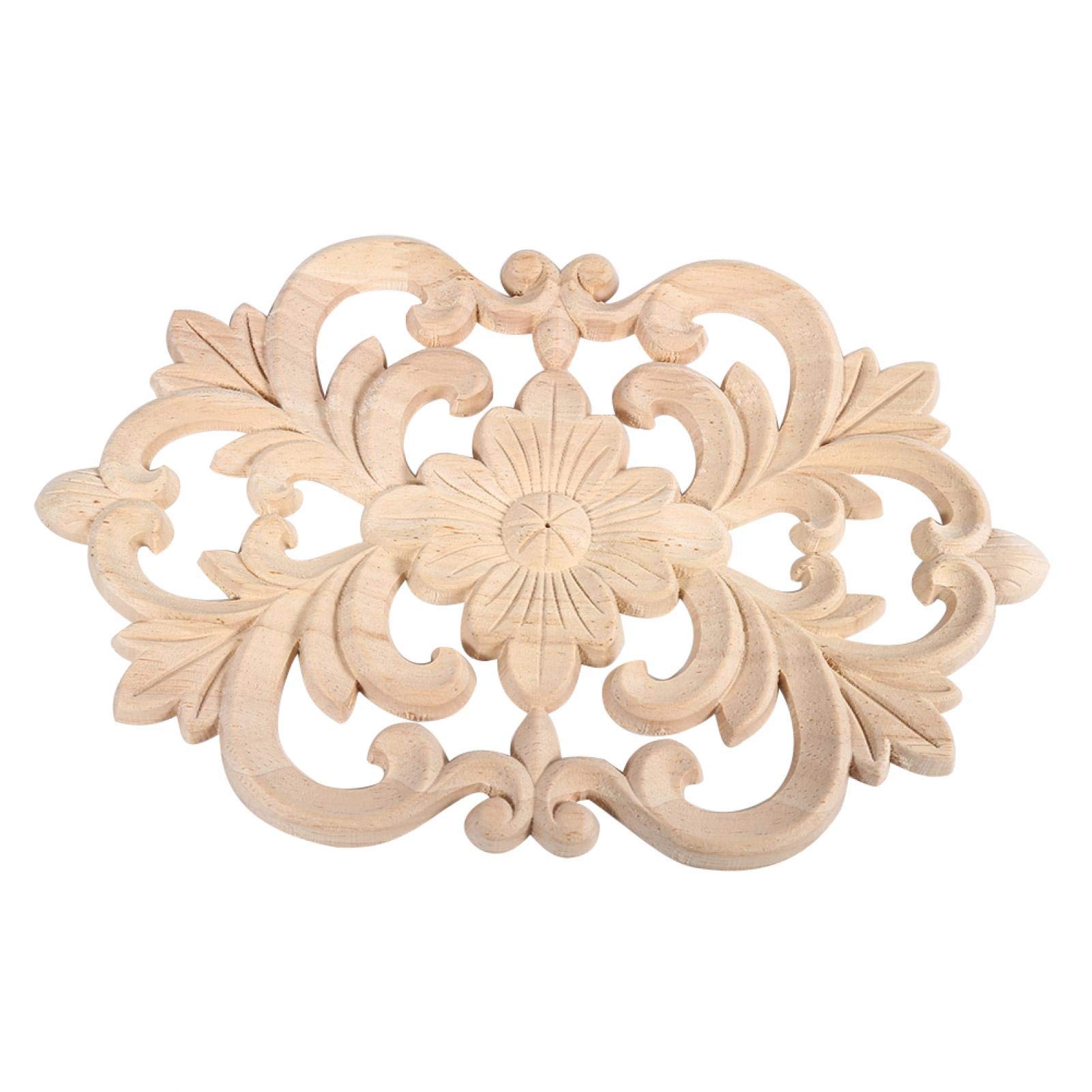 Applique Per Mobili In Legno Intagliato – 22x14 Cm – Non Verniciata, Decorazione Per Armadi E Porte - 2
