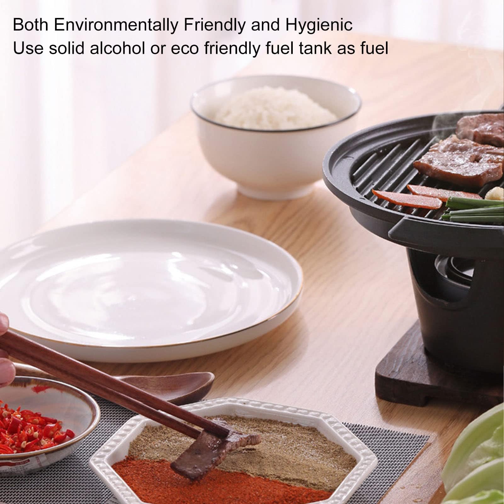 Przenośny bezdymny mini koreański grill do grillowania – mały grill stołowy na węgiel drzewny do użytku jednoosobowego idealny do domu i na kemping - kompaktowy wędzarnia do gotowania wewnątrz i na