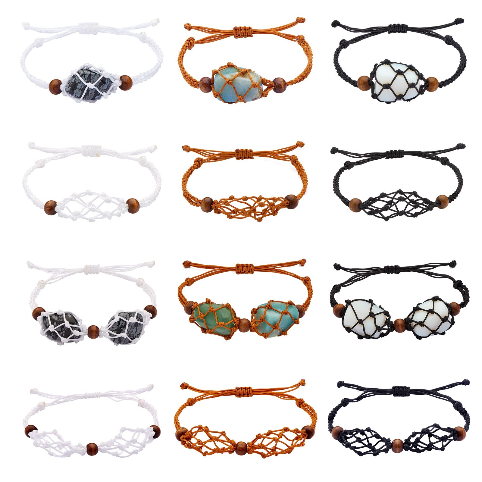 Porte-pierre Vide Pour Bracelet DIY - Cordons Ajustables Avec Cage à Pierre (max 40x25mm) Pour Création Bijoux - 7