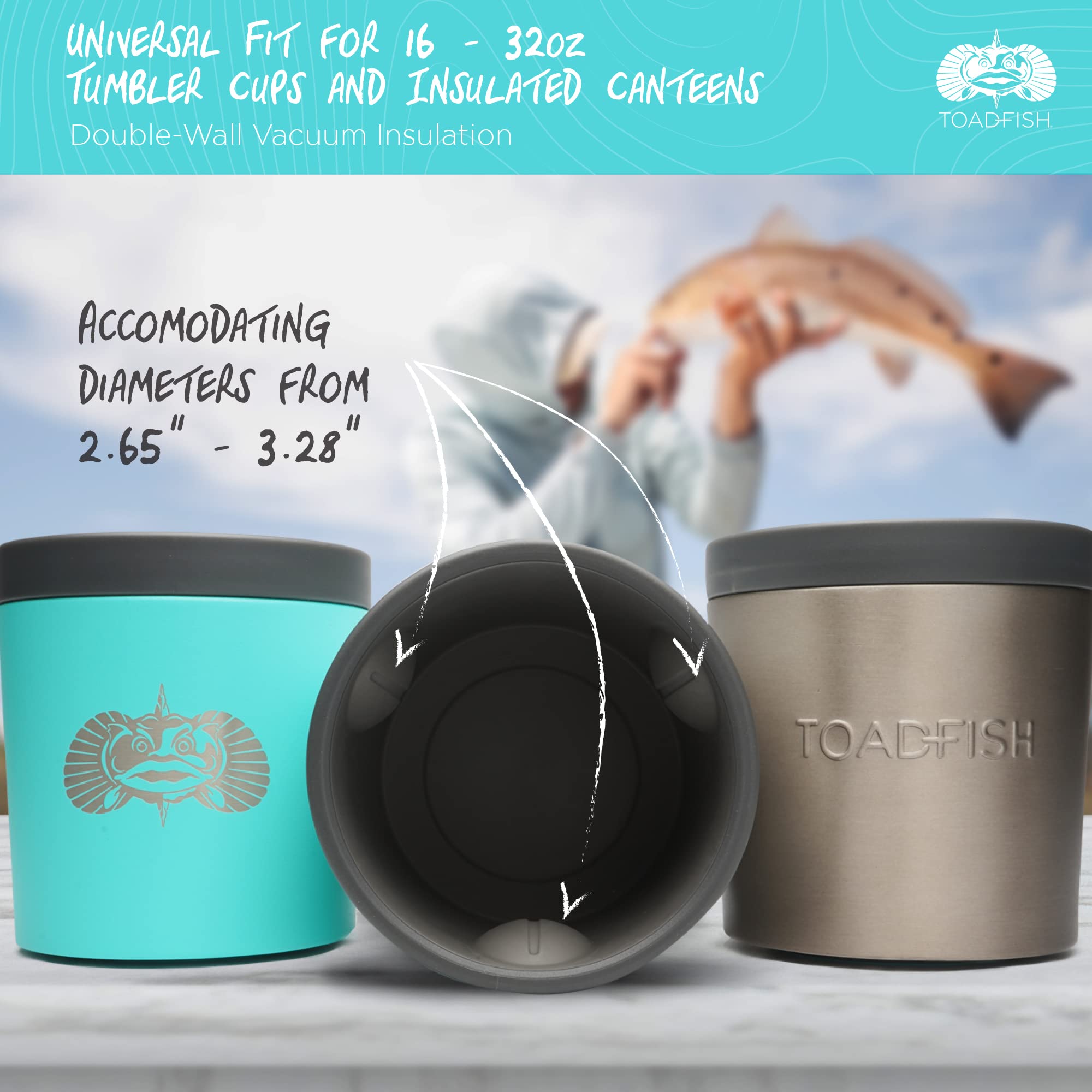 Drink Holder Stakes For Outside Toadfish Non-Tipping Cup Holder U2013 Universal Suction Base For Tumblers (16-32oz), Graphite Toadfish Cup Holder