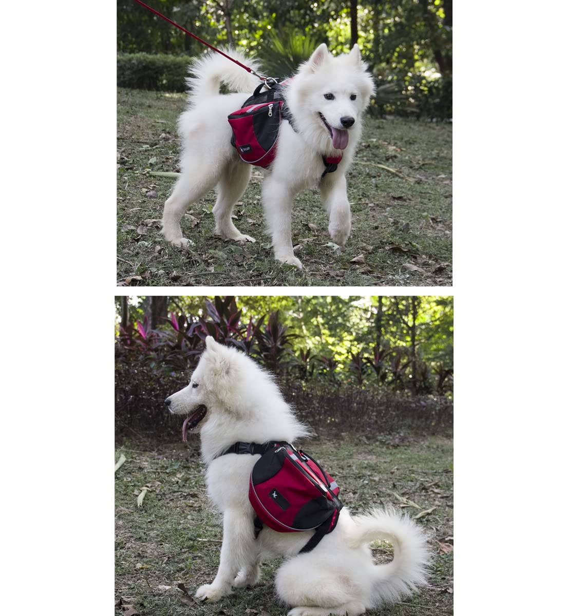 Sacoche de Selle Sac à Dos pour Chien Moyens & Grands, Harnasi Veste Gilet Imperméable Réglable Grande pour Voyage Entraînement Harnais Réfléchissant avec Poignée (Orange, M (Chien 18kg - 28kg))
