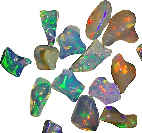 065 a 165 quilates lote de 16 unidades natural etíope arco iris ópalo blanco fuego sin cortar piedra preciosa certificada ideal para uso en joyas