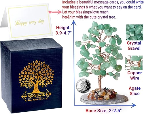 Miniatura 4 de Árbol de dinero de cristal de aventurina verde Alambre de cobre, árbol de la suerte Feng Shui atrae energía positiva piedra preciosa para el hogar,