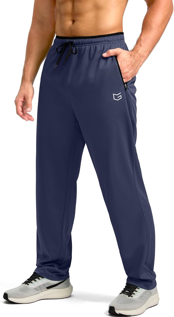 Men's Sweatpants with Zipper Pockets Mesh Lightweight Workout Pants for Men