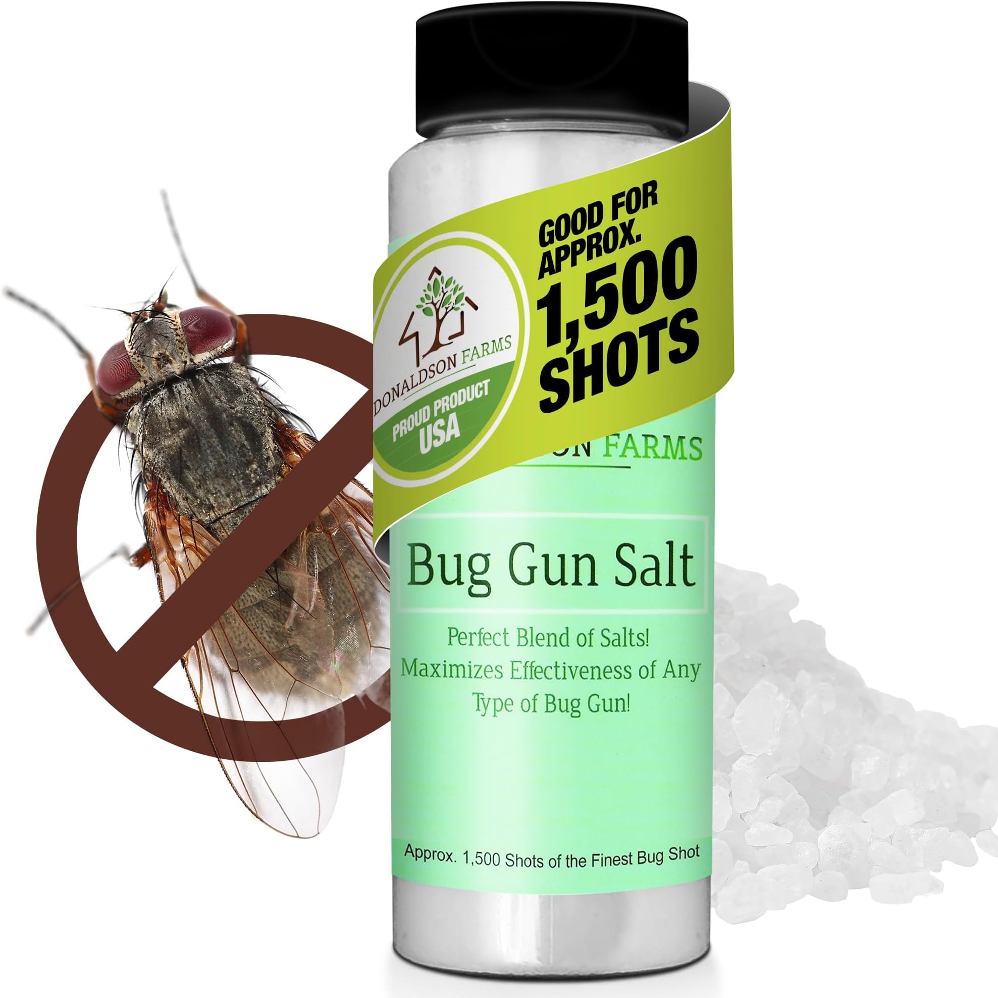Donaldson Farms Bug Gun Salt from 1,500 Shots of Specially Blended Salts for Most Effective Use - Original Bug Gun Salt - Works with Any Bug Salt Gun or Salt Shooter