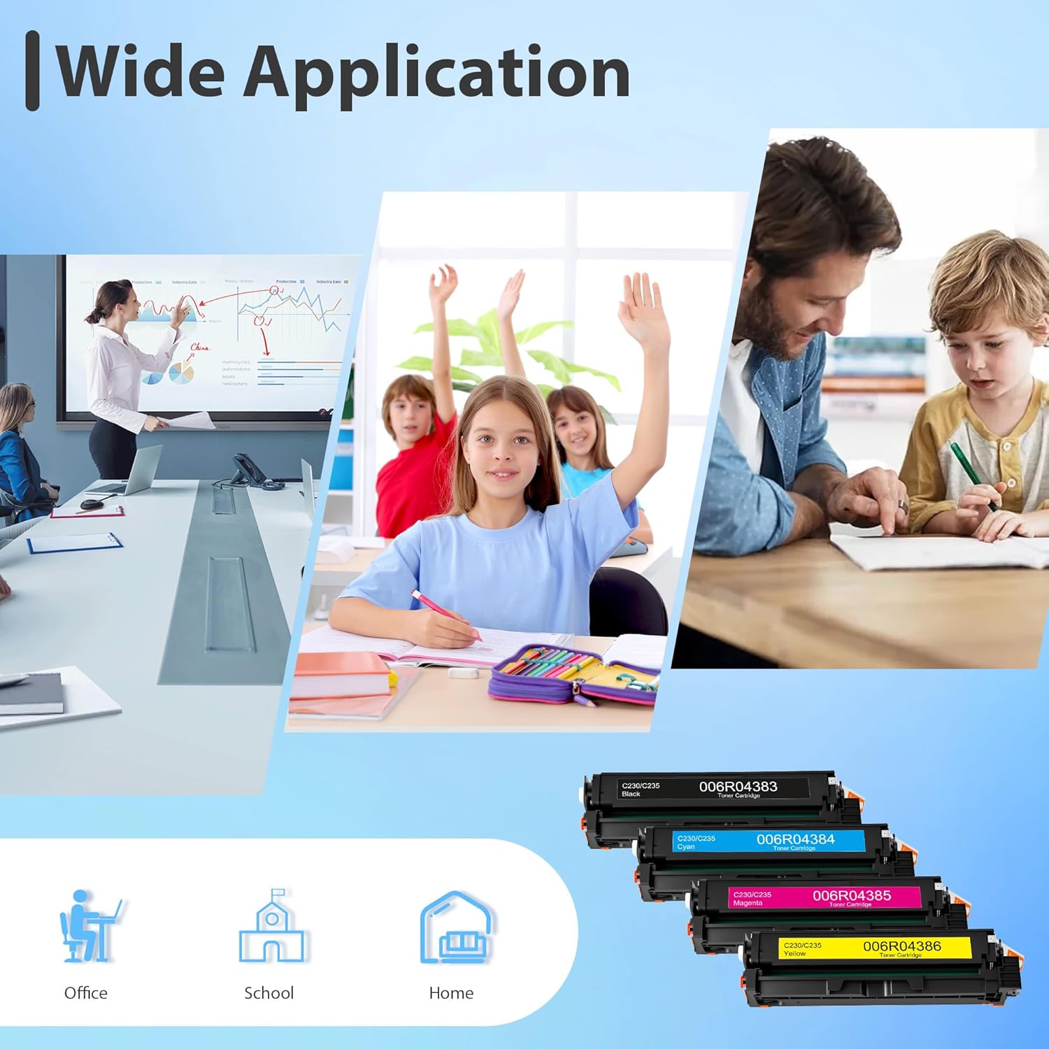 C235 C230 Toner Cartridge High-Capacity (with Chip) Replacement for Xerox C235 C230 C235DNI C230DNI C235/DNI C230/DNI Color Printer 006R04383 006R04384 006R04385 006R04386, C235 C230 Ink Cartridge