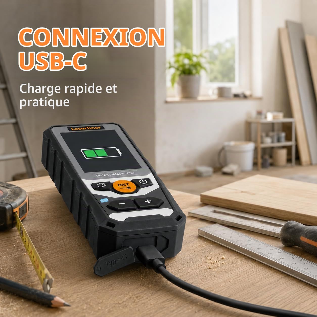 Laserliner Télémètre Laser DistanceMaster Plus 80 | Appareil de Mesure Numérique, Portée de 80 m, Mesure de Longueurs, Mesure de Surfaces, Mesure de Volumes