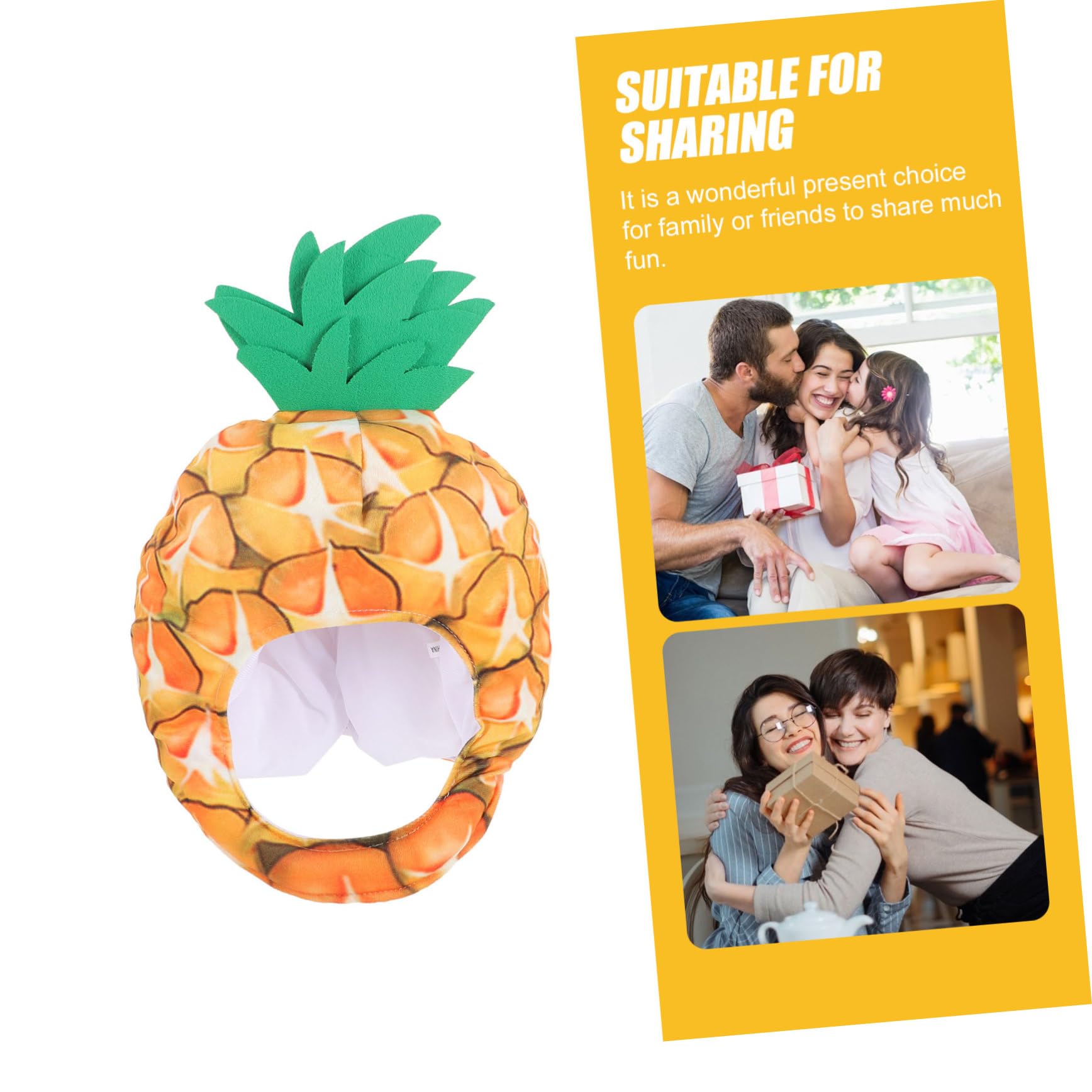 CHILDWEET Sombrero de Máscara de Piña de Peluche Amarillo Pp Algodón | Accesorio para Fotos y Fiestas de Disfraces, Diseño Lindo para Niños, Acabado Delicado