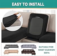 Vista 4 de cjc Fundas de sofá modular, 4 piezas, fundas de sofá para sofá seccional en forma de L, de terciopelo separado, funda de diván elástica