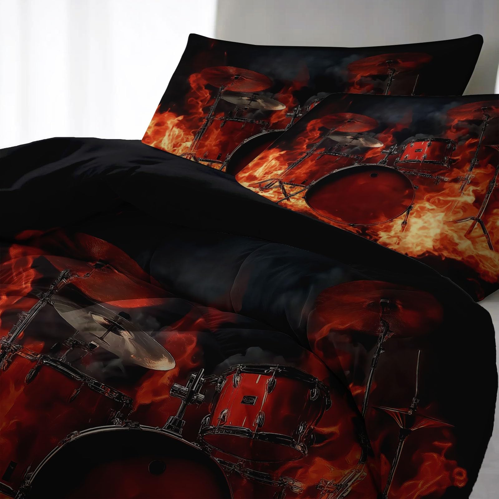 180 x 200 cm Trendiges Cool Bettwäsche Set, Rot mit 2 Kissenbezügen