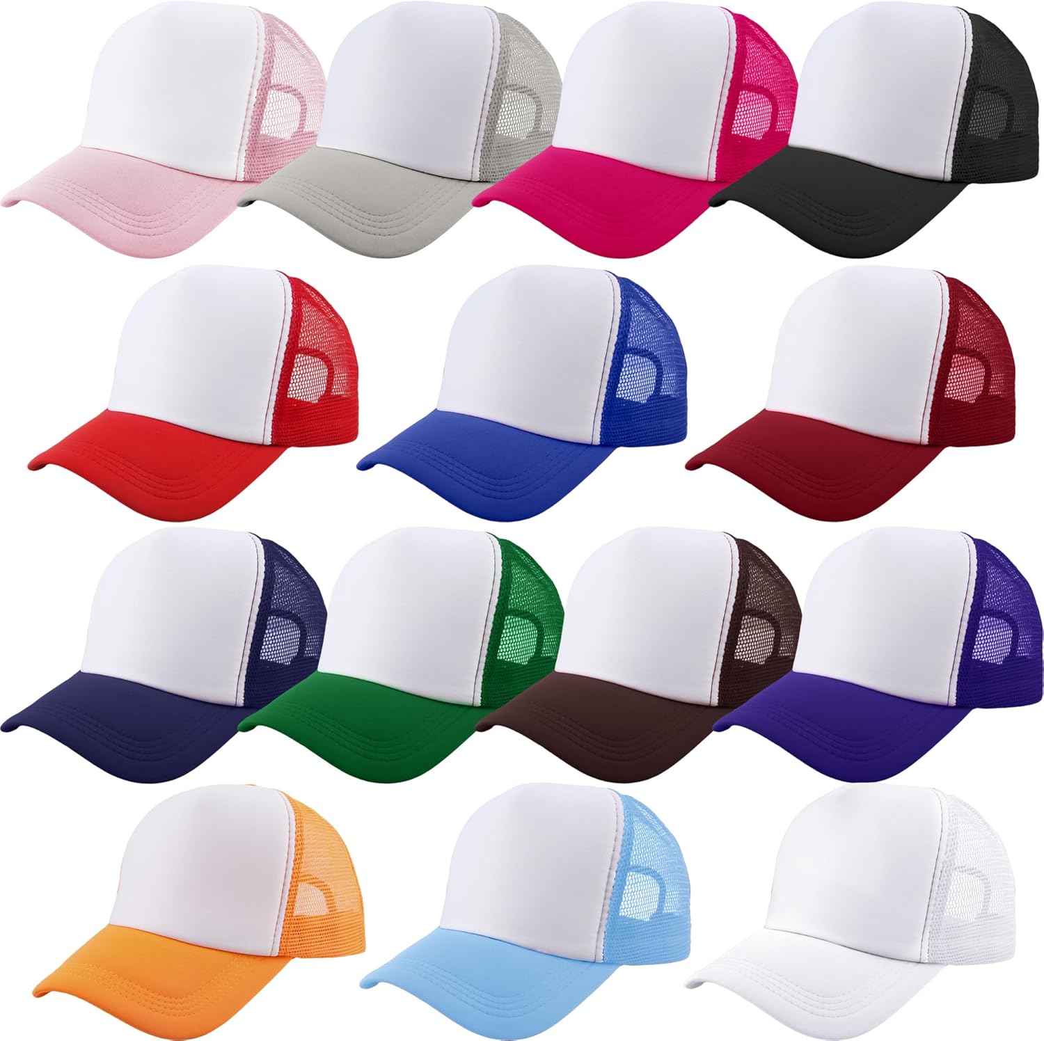 14 Pack Kids Trucker Hats Plain Mesh Baseball Cap Summer Sublimation Hat DIY Baseball Hat for Child Boys Girls