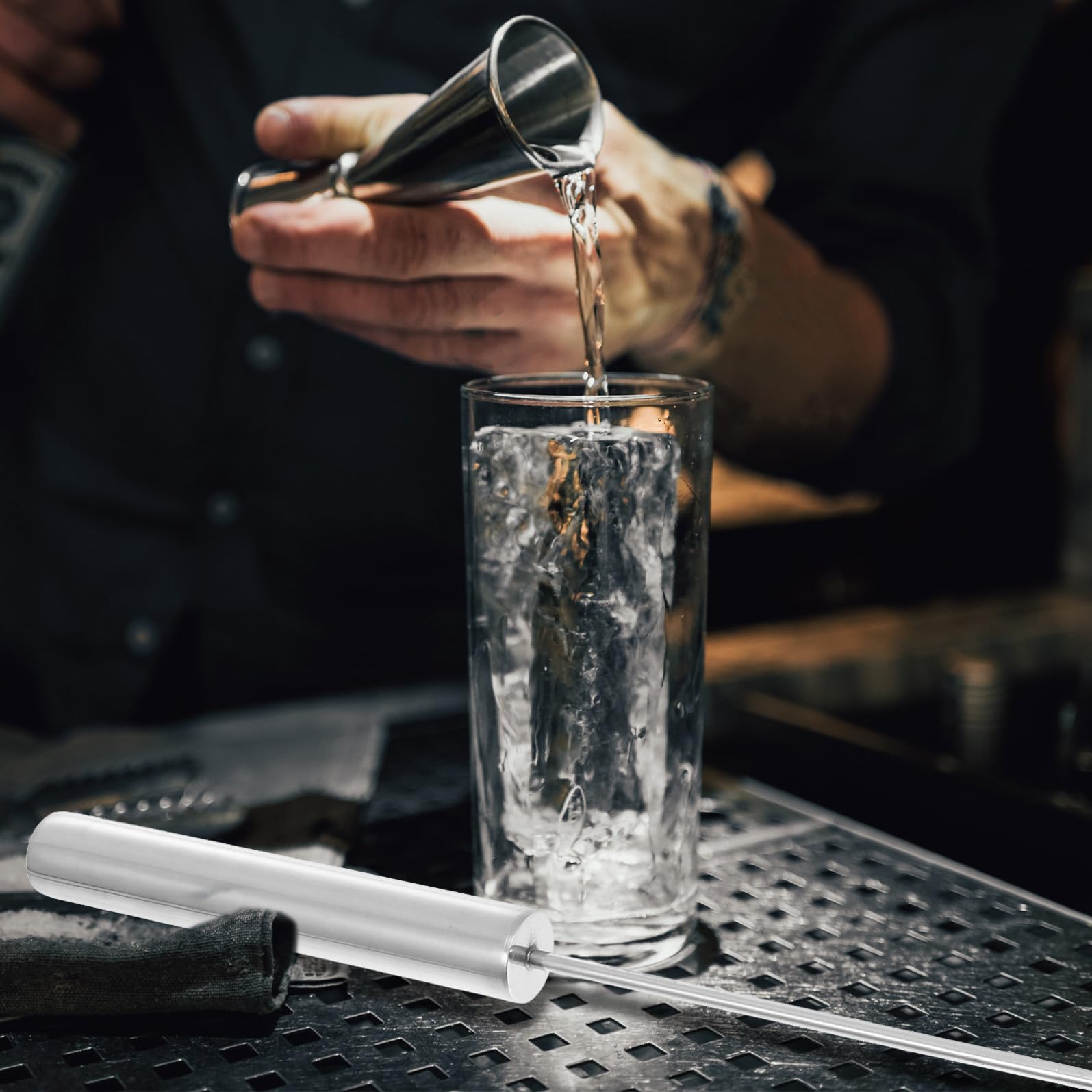 GANAZONO 1pezzi Punteruolo da Ghiaccio in Acciaio Inossidabile con Impugnatura Ergonomica Scalpello Lungo Punta Sottile per Rompere Cubetti e Ghiaccio Duro Strumento Professionale per Bar