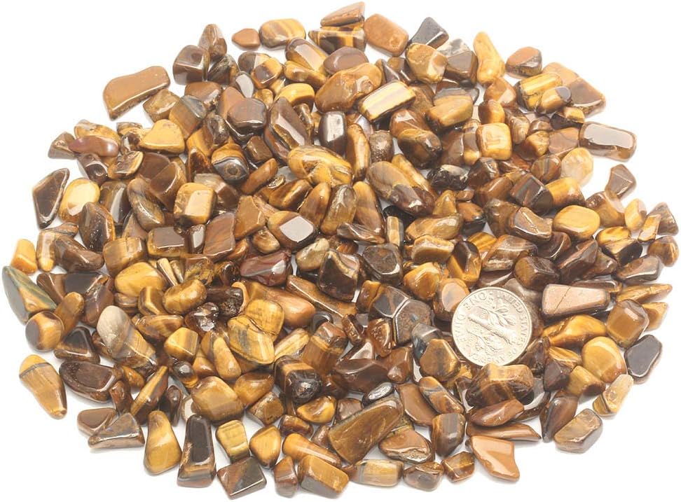 ZenQ 1 lb Tigers Eye Tumbled Stone Chips Crushed Natural Crystal Quartz Pieces, Tigers Eye 0.27"- 0.6" - Image 3
