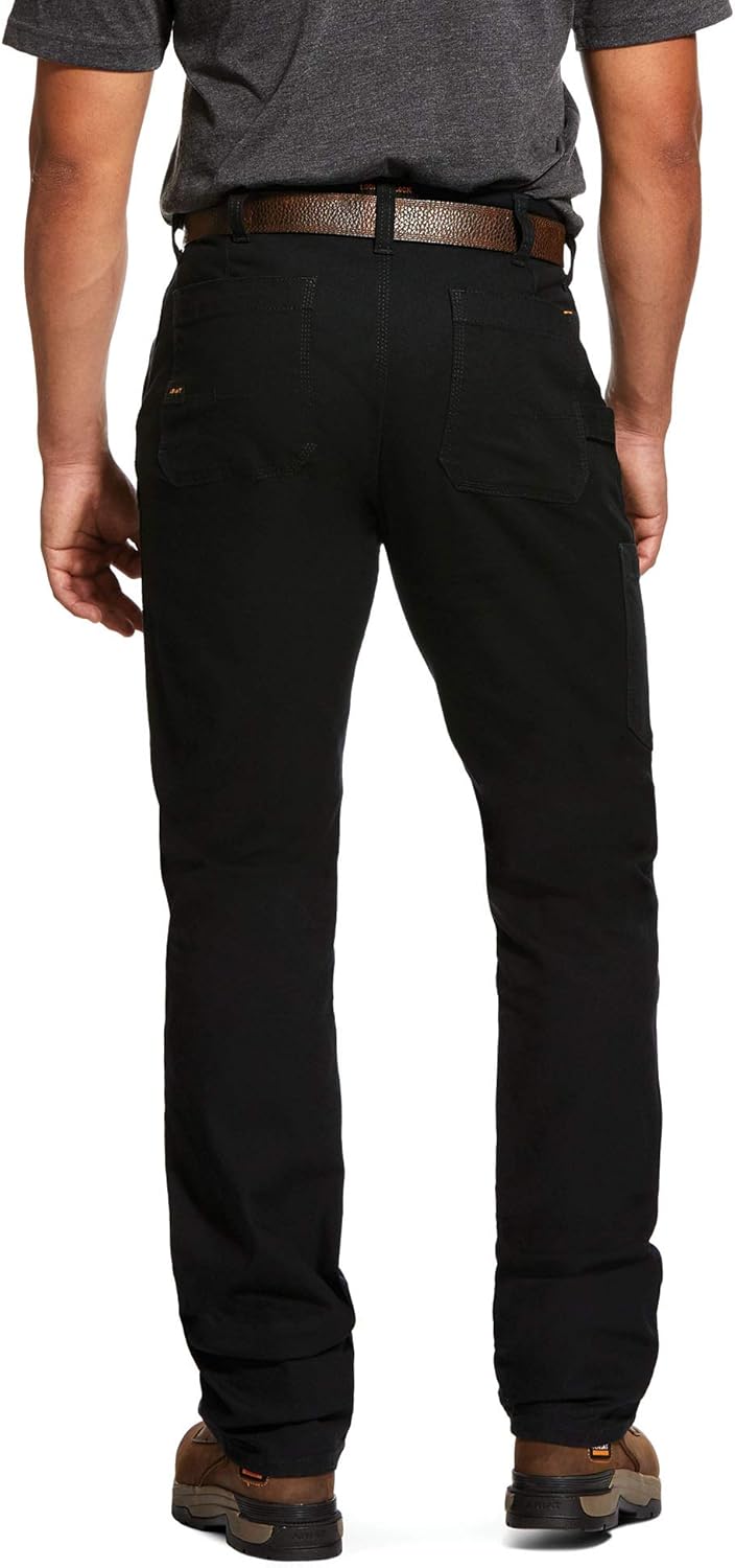 ARIAT Men’s Rebar M4 Low Rise DuraStretch Made Tough Double Front Stackable Straight Leg Pant Field Khaki - Image 2