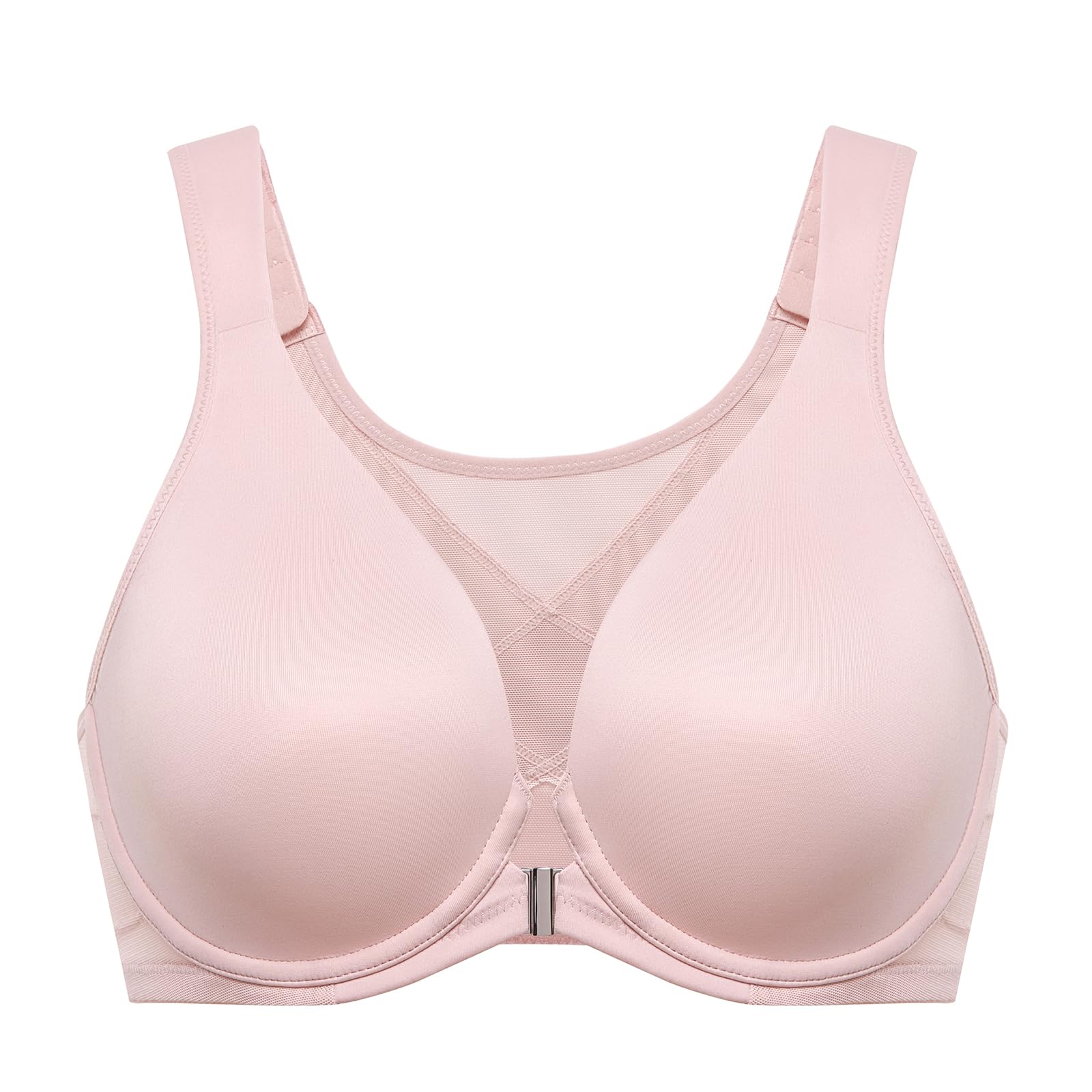 DELIMIRAWomen's Front Closure Bras Posture Full Coverage Plus Size Underwire Unlined Back Support Plunge Seamless Bra B-H