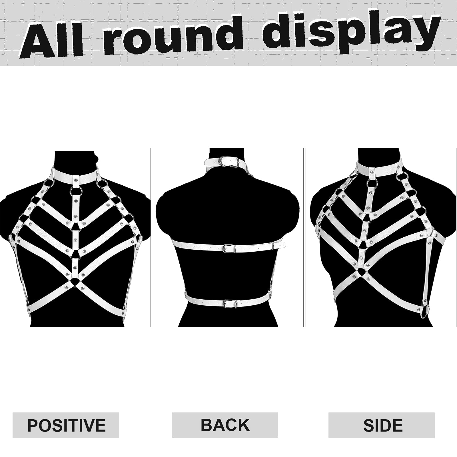 Ceinture réglable en cuir pour femme - Sangle de poitrine - Soutien-gorge cage - Style punk - Pour festival, carnaval, danse - Costume