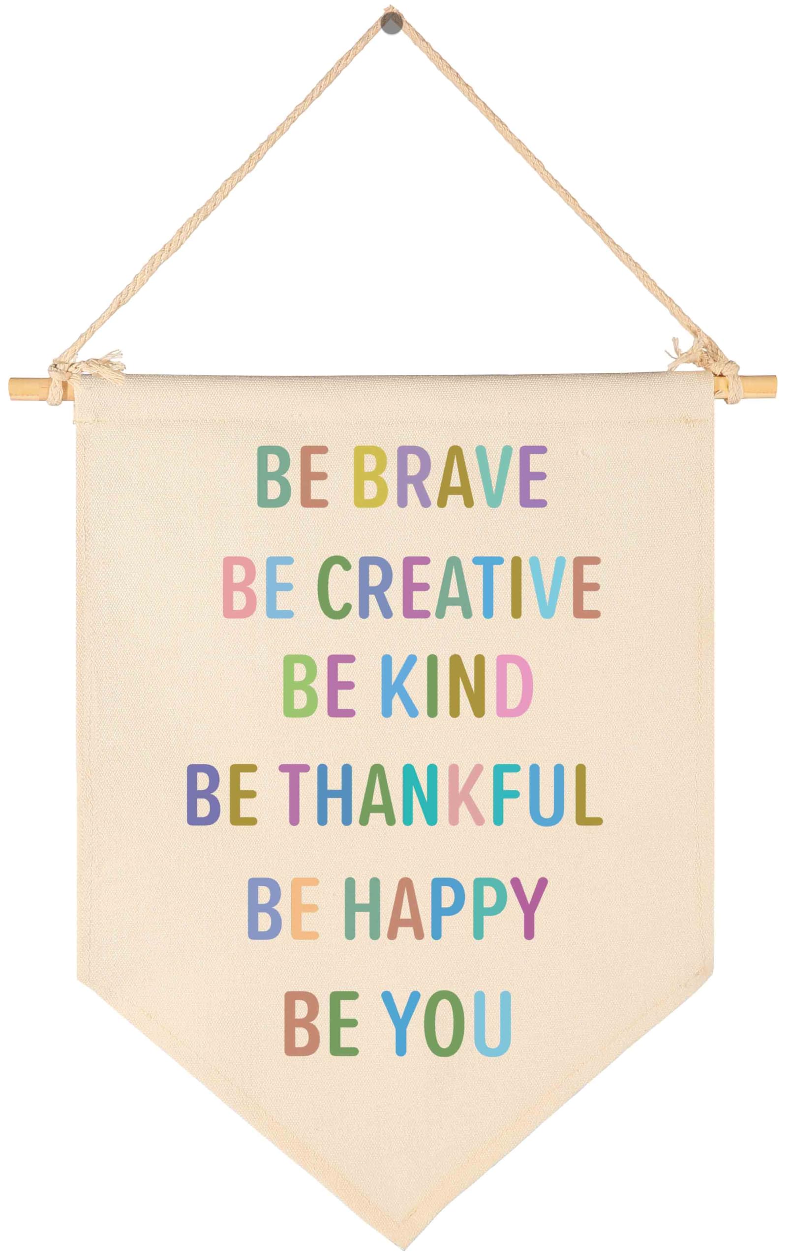 Topthink Wandschild mit Aufschrift "Be Brave Be Creative Be Kind, Be Thankful Be Happy, Be You" – Leinwand zum Aufhängen, Wandschild, Dekoration, Geschenk für Baby, Kinder, Jugendzimmer, Vordertür — image 1