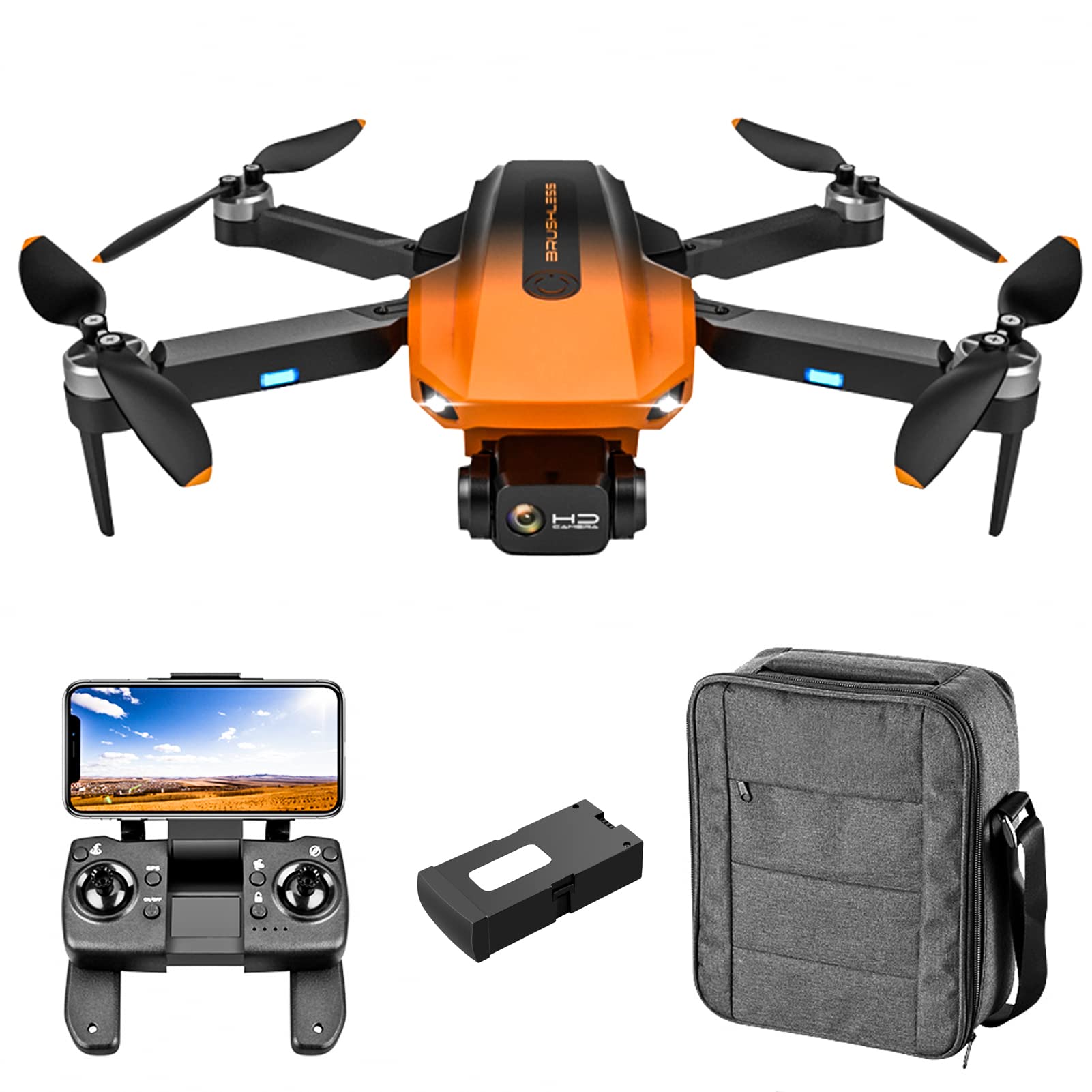 Drone per Adulti, Quadricottero RC per Principianti, Posizionamento del Flusso Ottico Mantenimento dell'Altitudine, modalità Senza Testa, Droni Pieghevoli WiFi Live Video 3D Flips Facile Vol