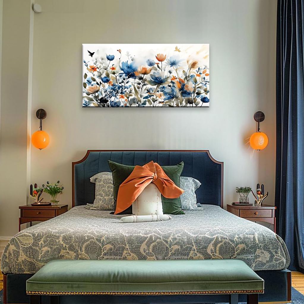 KZKU Watercolors Floral Canvas Wall Art Prints for Home Decor Living Room Dining Room Bedroom Office Wall Decor Multicolored Flowers Canvas Artwork Size：20x40inch - Image 6