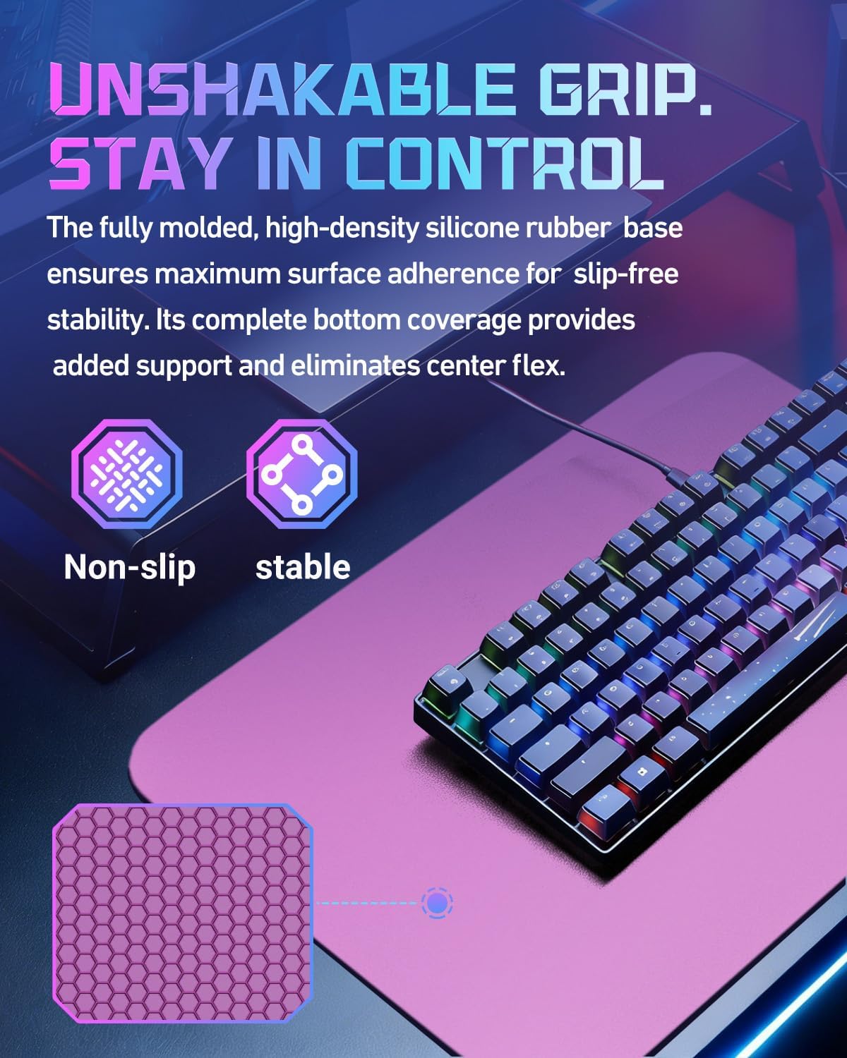 Taodaily Waterproof Glass Gaming Mouse Pad – 19.29 * 16.53 inch, Tempered Glass Surface, Balanced Speed & Control for FPS Gaming, Anti-Slip Base, Durable & Portable,Pink (M)