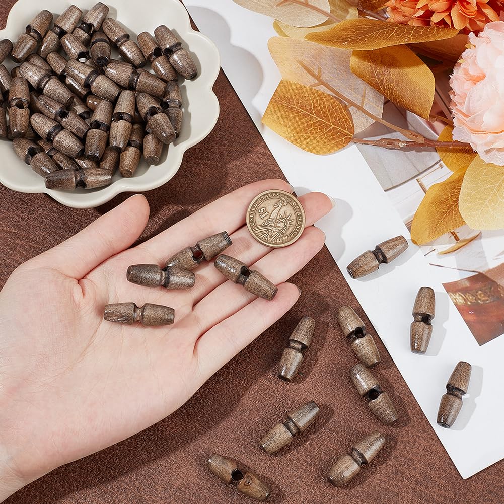 UNICRAFTALE 50Pcs 30mm Wooden Buttons Wooden Coat Horn Buttons 1-Hole Wood Toggle Buttons Wooden Vintage Coat Button for Sewing Clothing Accessories Handmade Ornament DIY Coffee - Image 4