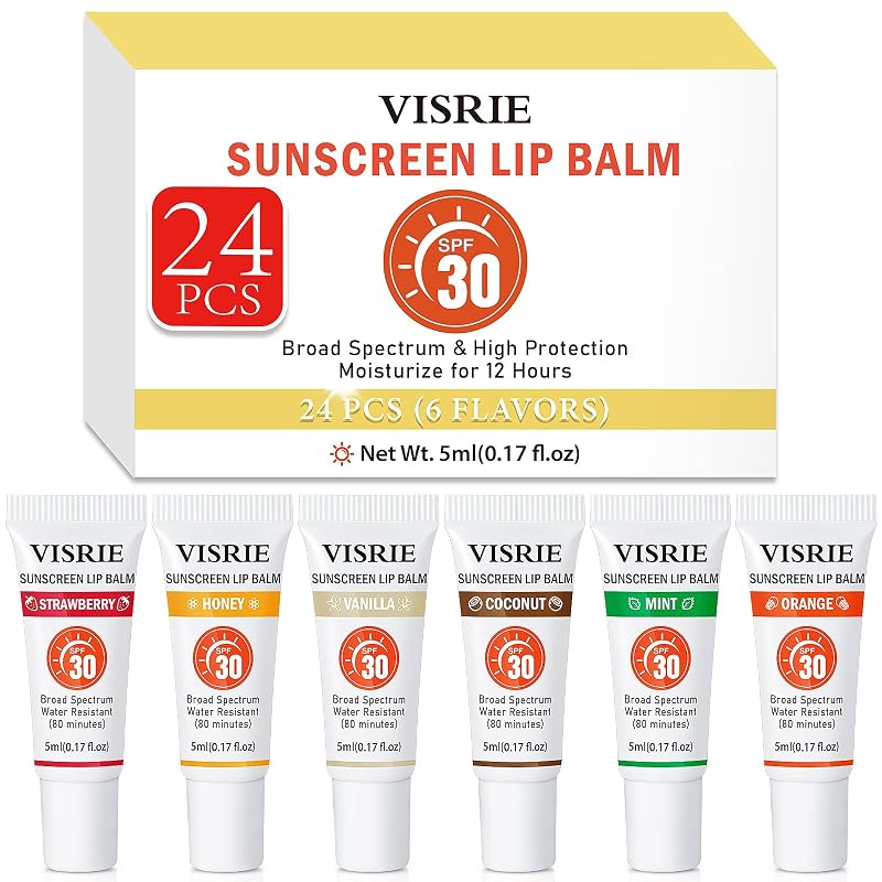 Bálsamo labial com FPS 30 VISRIE, 24 unidades, brilho labial transparente