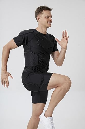 Miniatura 5 de Topeter Camiseta protectora acolchada de compresión para hombre, protector de hombros en el pecho