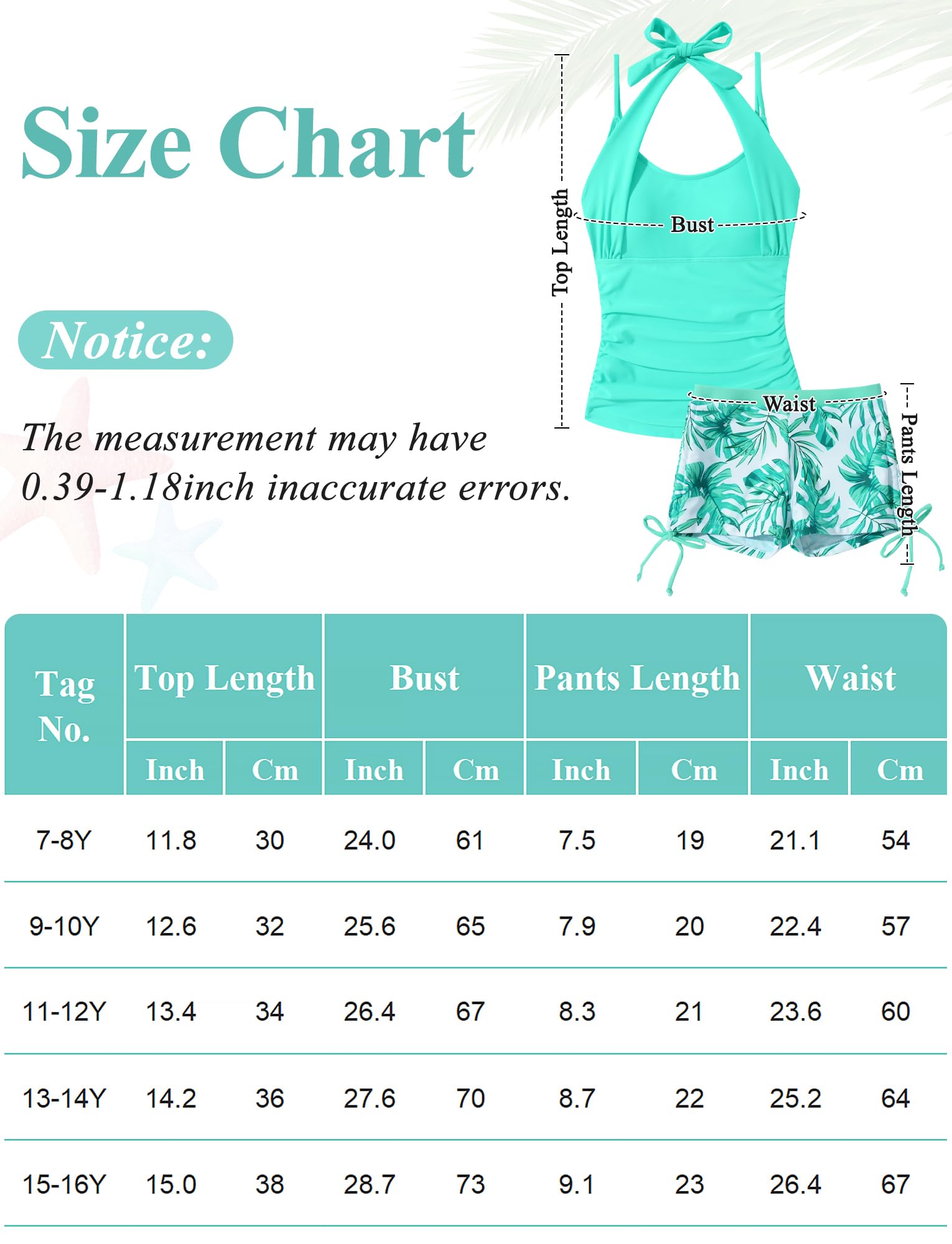 Happy Cherry Bañador para niña de 2 piezas, tankini con tirantes, bañador estampado con cordón, traje de baño para adolescentes, vestido de baño de verano